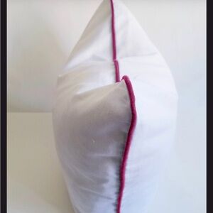 White Pillow Cover with Pink Trim